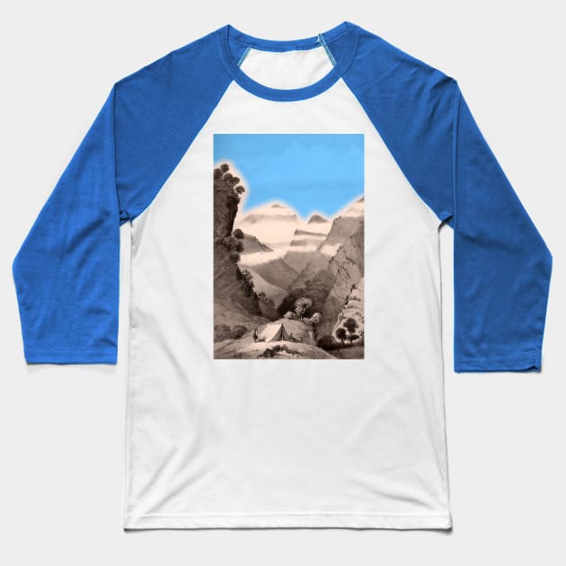 Landscape with blue sky and mountains. Baseball T-Shirt by Marccelus